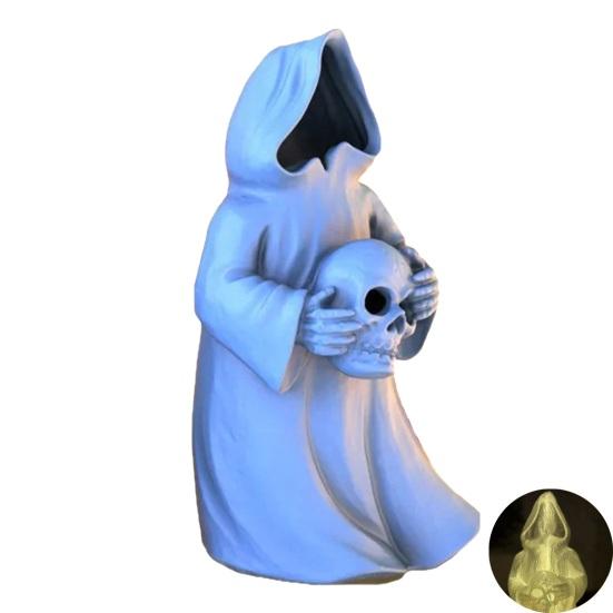Halloween Decoration 3D Printed Ghosts Figure Faceless Standing Ghost Statue Ornament with LED Tea Lights