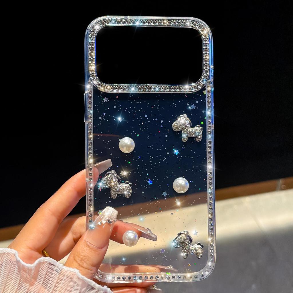 Защитный чехол iPhone 17 Pro Max Жемчужный Пони со стразами