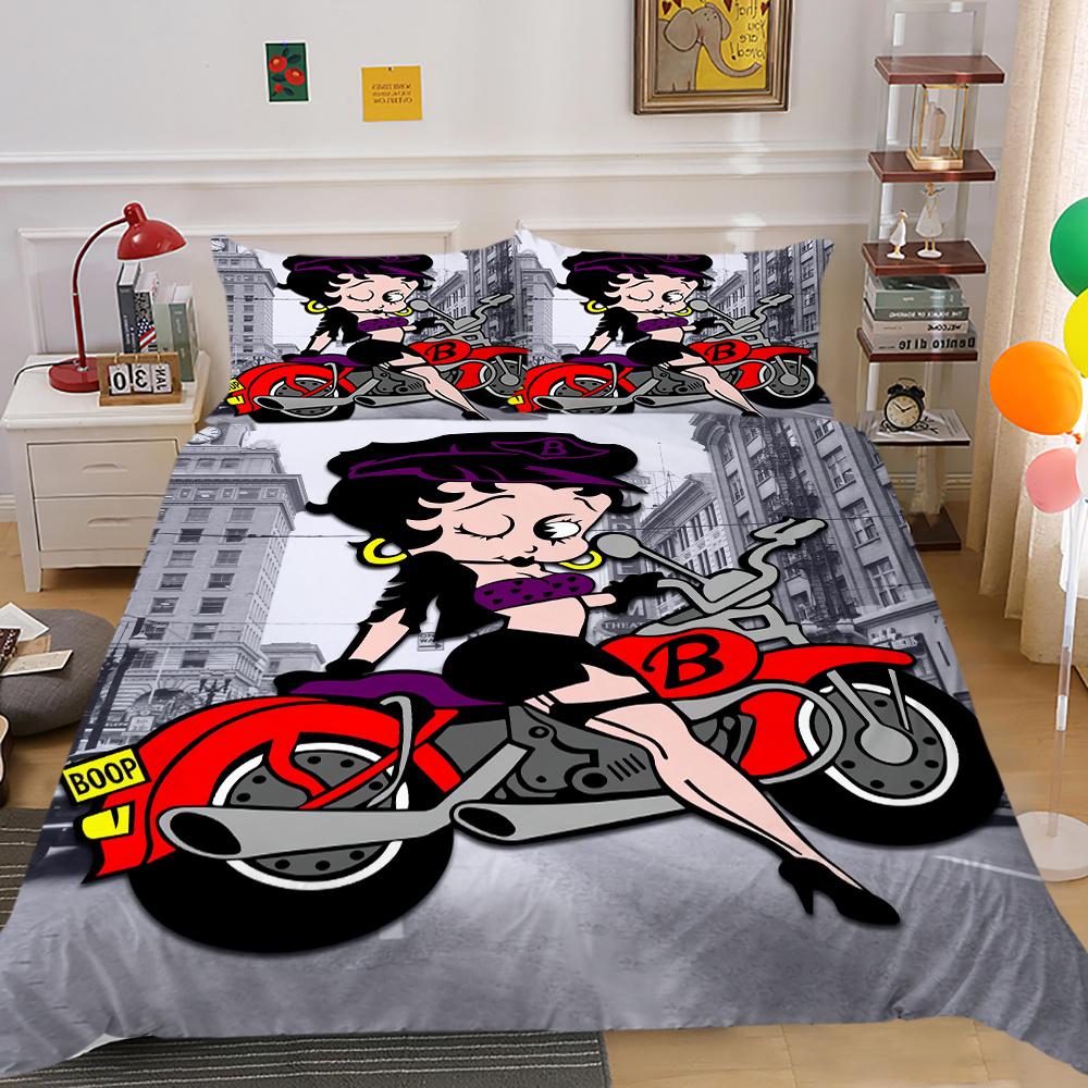 Bedding Set Cover Lovely 3D Betty Boop Printing Girl Double Size Home Textiles Comforter Cover Set