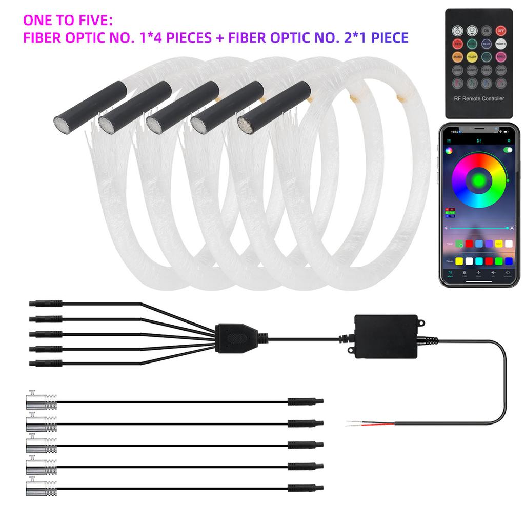 Звездный свет на крыше автомобиля RGB Внутренний окружающий свет Управление через приложение Пульт дистанционного управления Оптоволоконный звездный потолочный светильник Звездное небо на потолке для автомобиля дома