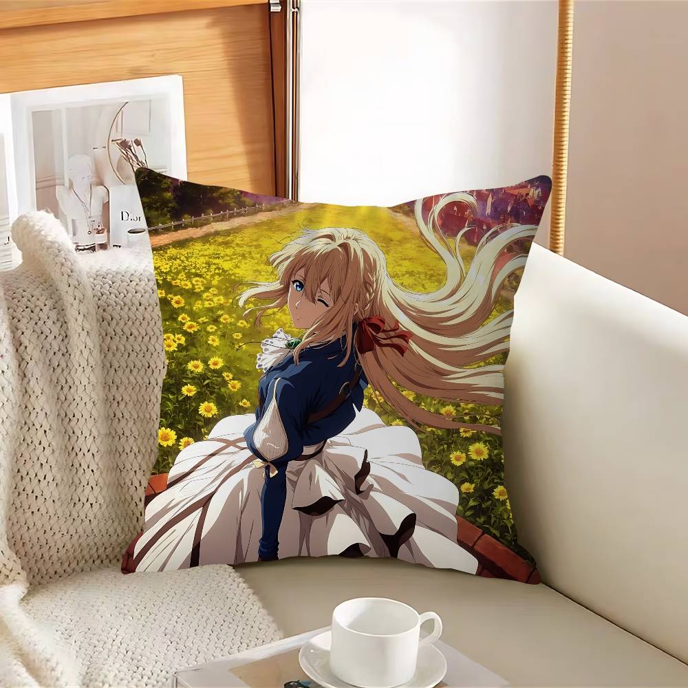 Violet-T Anime EvergardenS Pillow Case Removable Washable Cushion Cover – All-Season Soft Linen