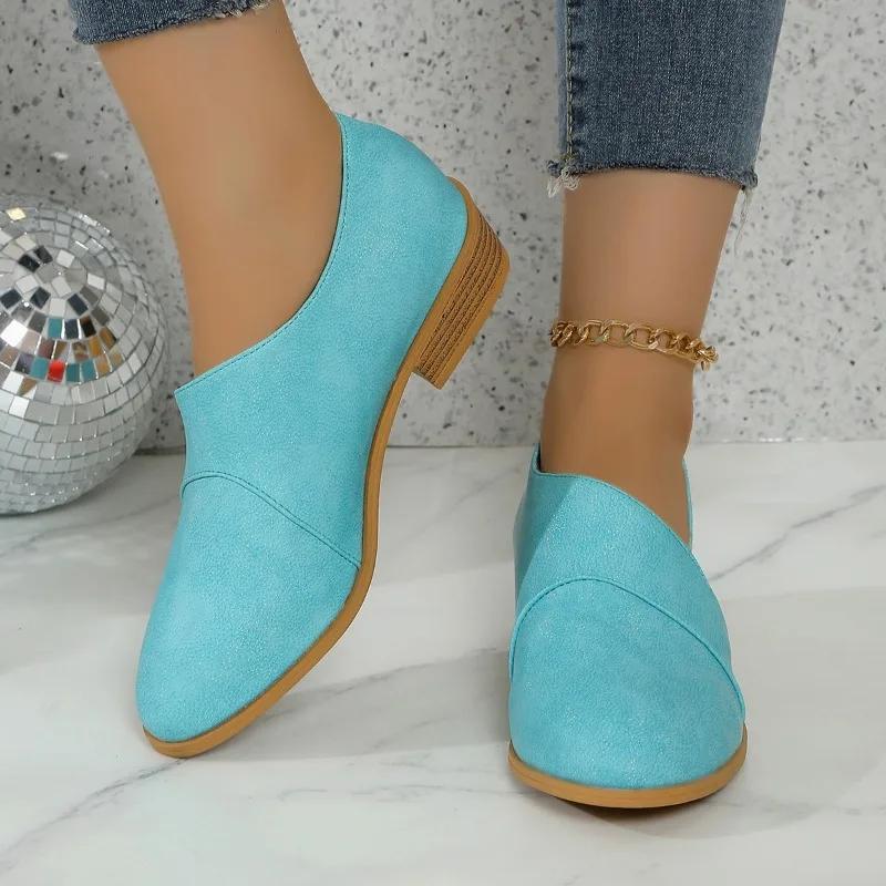 Модные женские туфли в стиле ретро большого размера в римском стиле 2024 года, весна-осень, повседневные и универсальные женские туфли с закрытым носком, Zapatos De Mujer