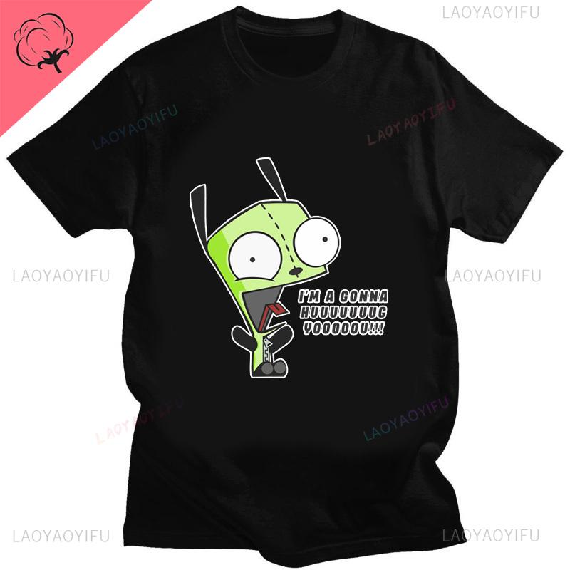 Kawaii Invader Zim Invader Gir Graphic T Shirt Zim Image Cartoon T Shirt Unisex Women Retro Tee Shirt Fashion Shirt Streetwear Tops