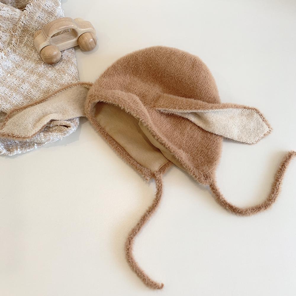 Cute Baby Hat Winter Long Rabbit Ears Soft Plush Warm Cap Kids Girls Rabbit Fur Skullies Beanies Knitted Hat Toddler Bonnet