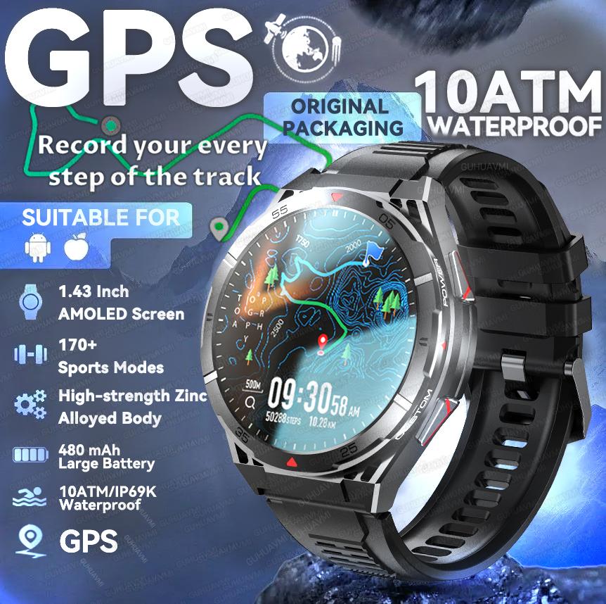 2025 Новые Премиальные GPS Смарт-часы Ультра HD AMOLED Дисплей Встроенный GPS BT Звонок 10ATM Водонепроницаемый Смарт-браслет