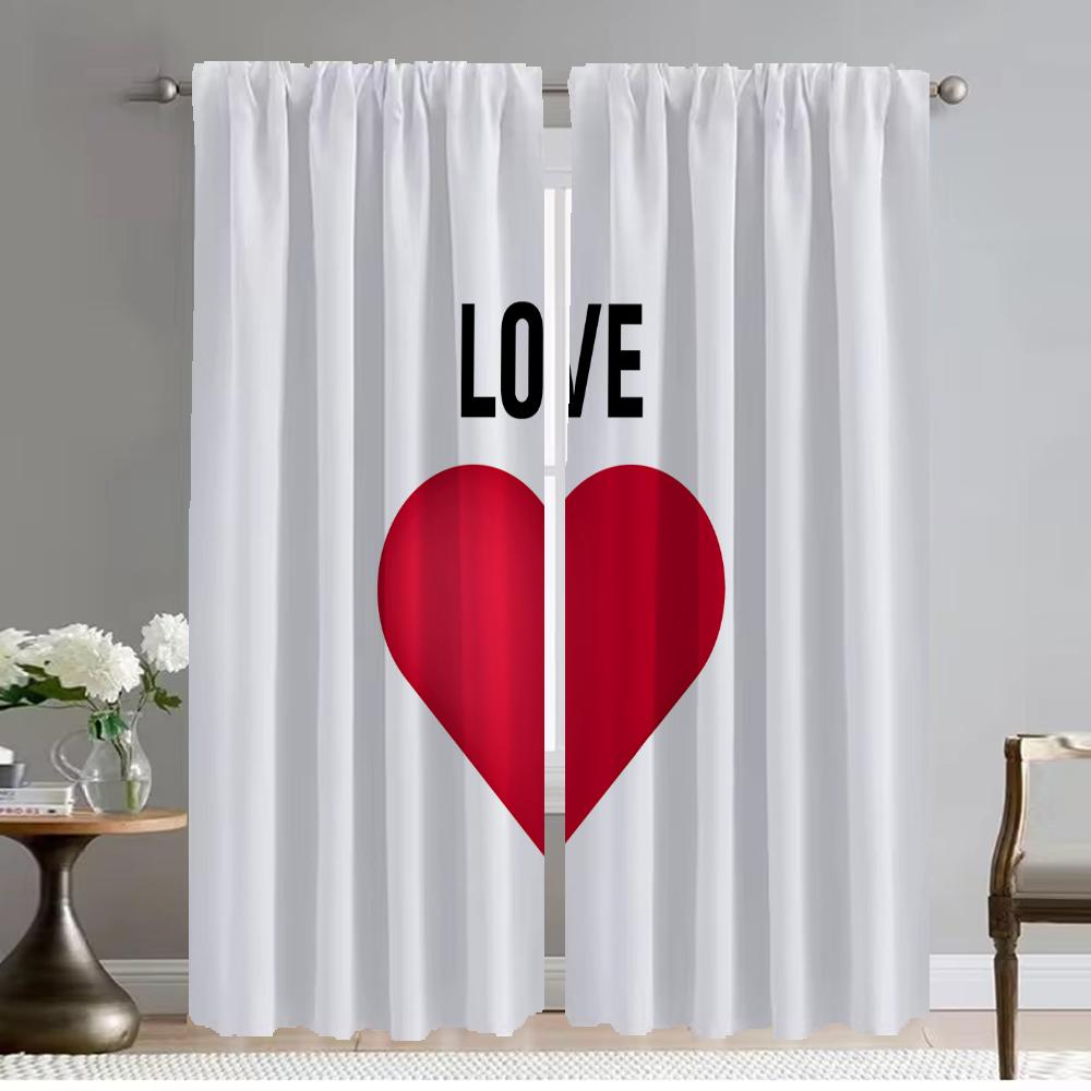 Halloween Decoration Heart Partition Elegant Room Curtains for Camera Blackout Curtain Kitchen Curtains 2 Pieces Shades Living