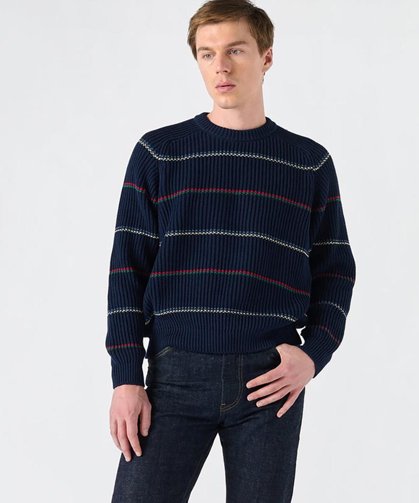 Noa (U) Striped Shaker Sweater Navy Stripe