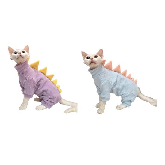 Одежда для кошек-динозавров Yousheng, зимняя пижама для кошек-сфинксов, мягкий флисовый теплый костюм для кошек, для домашних лысых кошек
