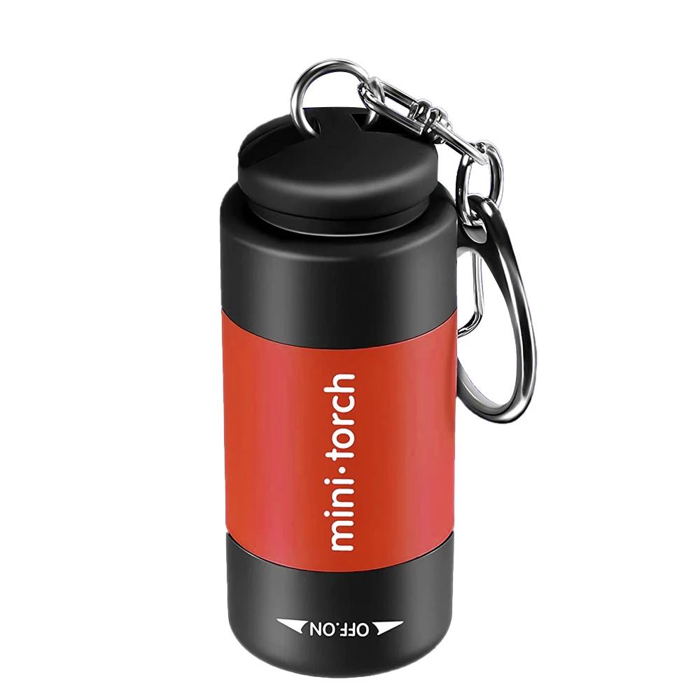 Mini LED Torch Light USB Charging Portabl Keychain Flashlight Rotary Switch Lamp Waterproof Outdoor Camping Emergency Flashlight