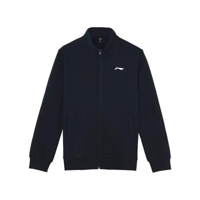 Li Ning однотонная стойка воротник логотип повседневная трикотажная спортивная куртка с капюшоном мужская куртка черный AWDT643-1