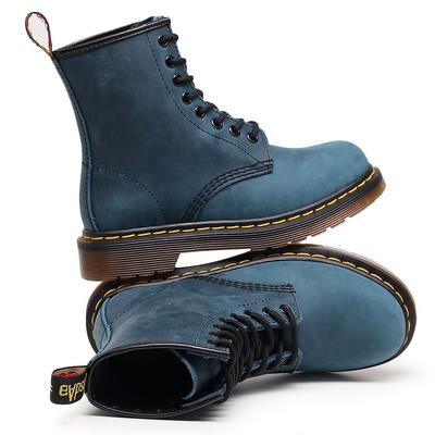 Высокие ботинки-локомотивы Crazy Horse синего цвета, женские классические ретро ботильоны в британском стиле, мужские и женские кожаные ботинки, тренд с круглым носком