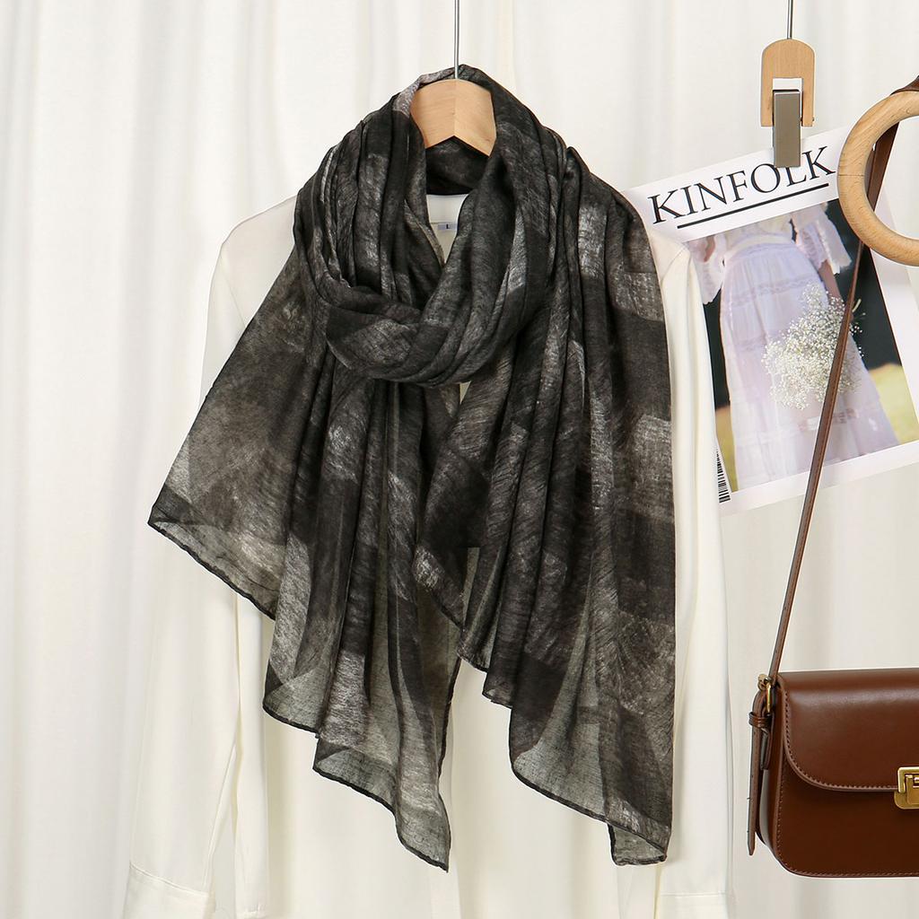 Fashion Printed Hijab for Women Color Blending Voile Scarf Muslim Soft Premium Shawl Breathable Headscarf Turban 180*90CM