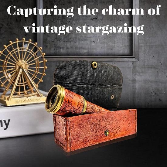 Гравируемый рабочий телескоп из латуни с кожаным футляром, пиратская подзорная труба, лодочный спорт, подарки на выпускной, подарки на годовщину