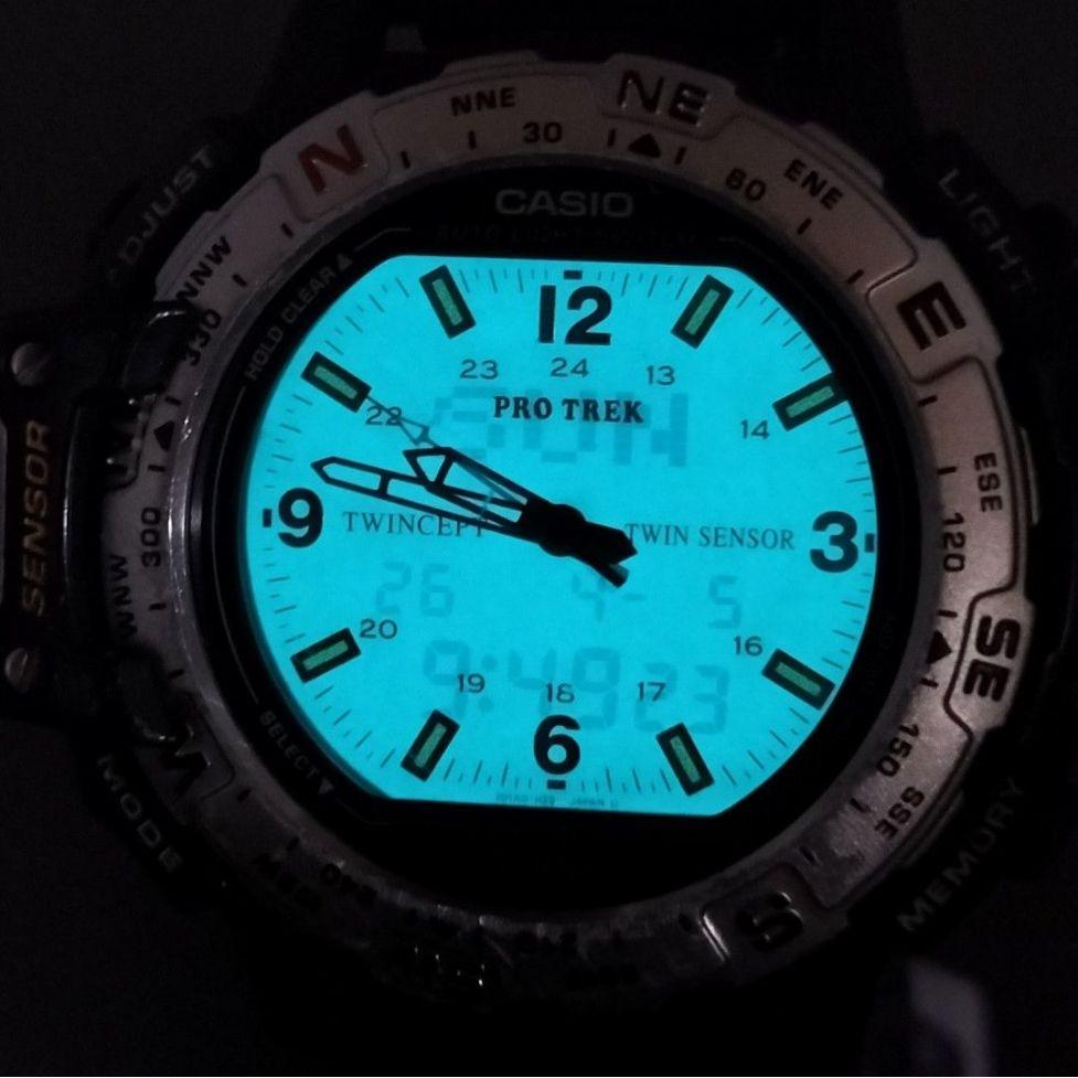 Б/У CASIO Protrek PRT-50 Двойной датчик Рабочий продукт Цифровой анализатор Twincept Часы с водозащитой 10 АТМ PROTREK