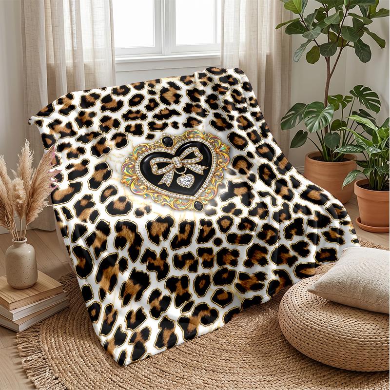 Leopard Print Fashion Pattern Theme blanket Lightweight Warm Flannel Blanket Decorative Throw Blanket for Home Decoration