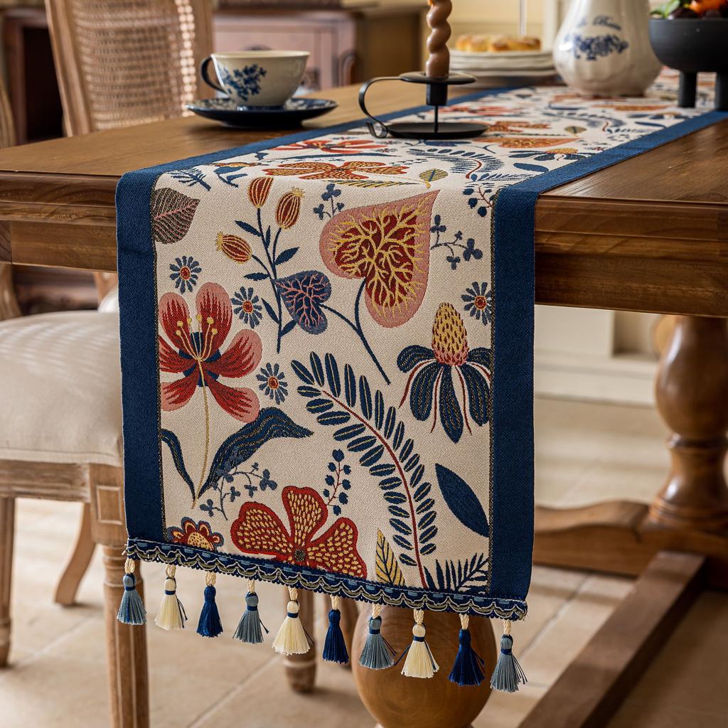 Cotton And Linen Tablecloth Rectangular Round Table Small Fresh Foreign Trade Coffee Table Cover Symmetrical Striped Tablecloth