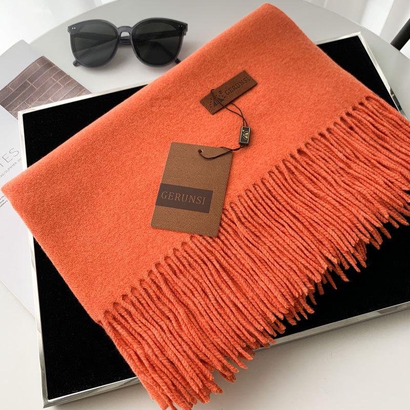 Cashmere Hand Feel Autumn And Winter Solid Color Scarf Women'S Thick Tassel Simple And Versatile Soft And Warm Imitation Cashmere Shawl