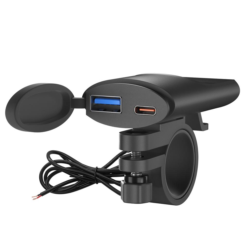 Motorcycle Charger 30W USB-C & 18W USB-A Dual Ports Phone Fast Charging Adapter