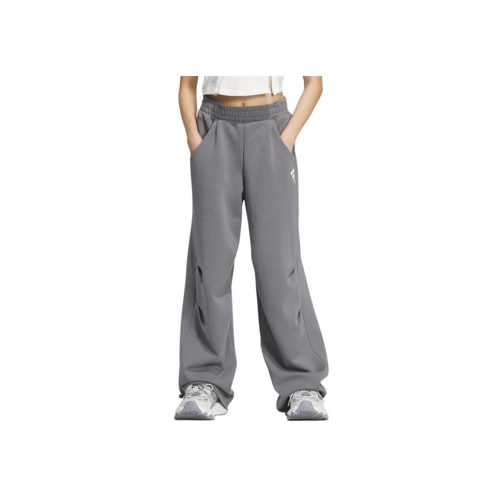 Adidas Sports Lifestyle Series Comfortable Skin-Friendly Brand Logo Casual Knitted Sports Pants Women Bottoms Gray JM4266