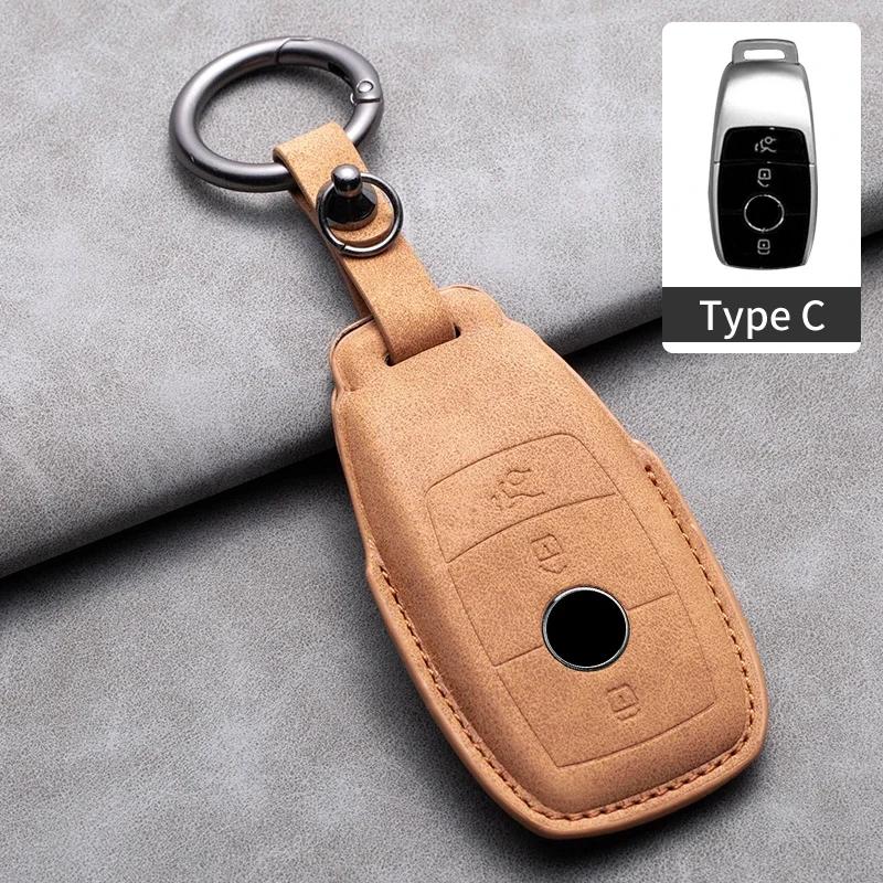 Car Key Cover for Mercedes Benz A C E S G Class GLC CLE CLA W177 W205 W213 W222 X167 AMG Leather Car Key Protective Cover