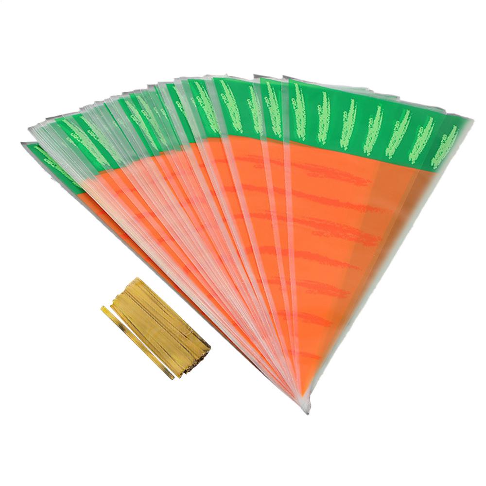 Carrot-Shaped Goody Bags 20X Easter Candy Treat Cone Bags with Twist Ties Easter Candy Triangle Bags for Cookies Chocolates