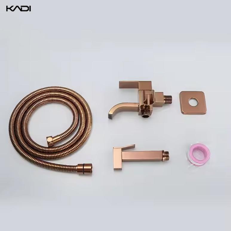 Rose Gold Portable Brass Bidet Sprayer Set Modern Handheld Wall-Mounted Vertical Spray Toilet Bidet 3-Year Hotel Kitchen