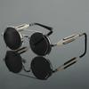 Non-polarized Steampunk Sunglasses Men Round Red Lens Punk Sun Glasses Black Metal Gothic Style New Products Women Shades