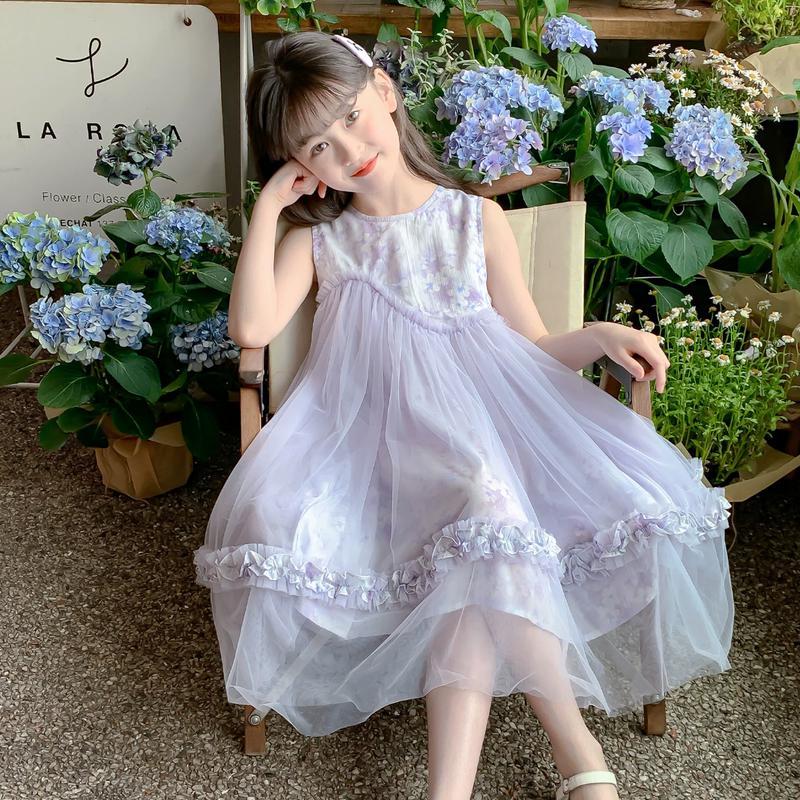 Girls' Summer Floral Lace Princess Dress