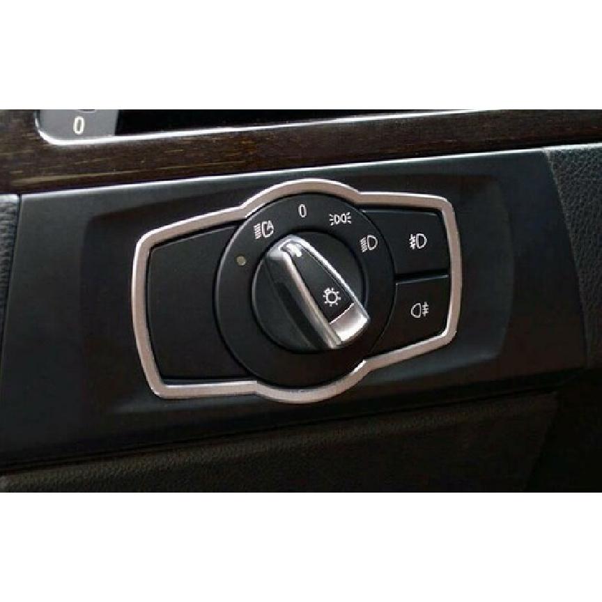 For BMW 3-Series E90 2005-2012 Silver Aluminum Headlight Button Frame Cover Trim