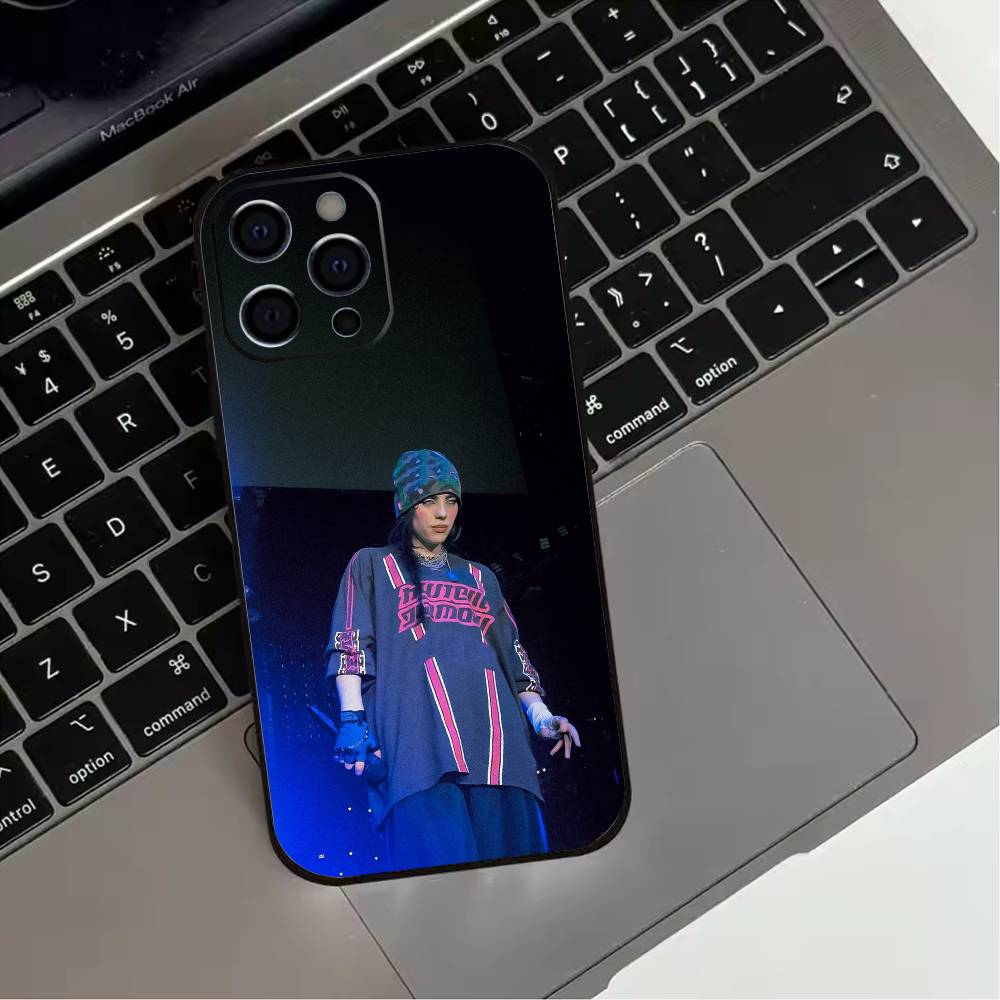 Billie B-BLUE Eilish singer Phone Case For iPhone 17,16,15,14,13,12,11 Plus,Pro Max,XS,Soft Silicone Black Cover