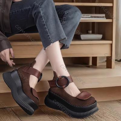 Модная обувь Comemore на высокой танкетке, весна-осень 2025, ретро-платформа, женская обувь, панк-готические туфли-лодочки, черная обувь с мелким вырезом