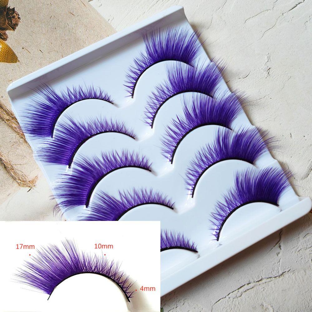 5Pairs Masquerade Fox Cat Eye Eyelashes Dramatic Look Eyelash Extension Green Blue Colored Lashes