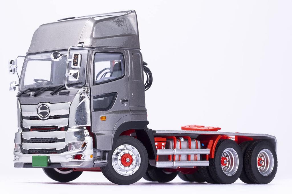 Platz X Kencraft Scale Hino Profia SS 6x4 High Roof Light Gunmetallic Current Model Painted Diecast Model KK1300SSGM 1/50