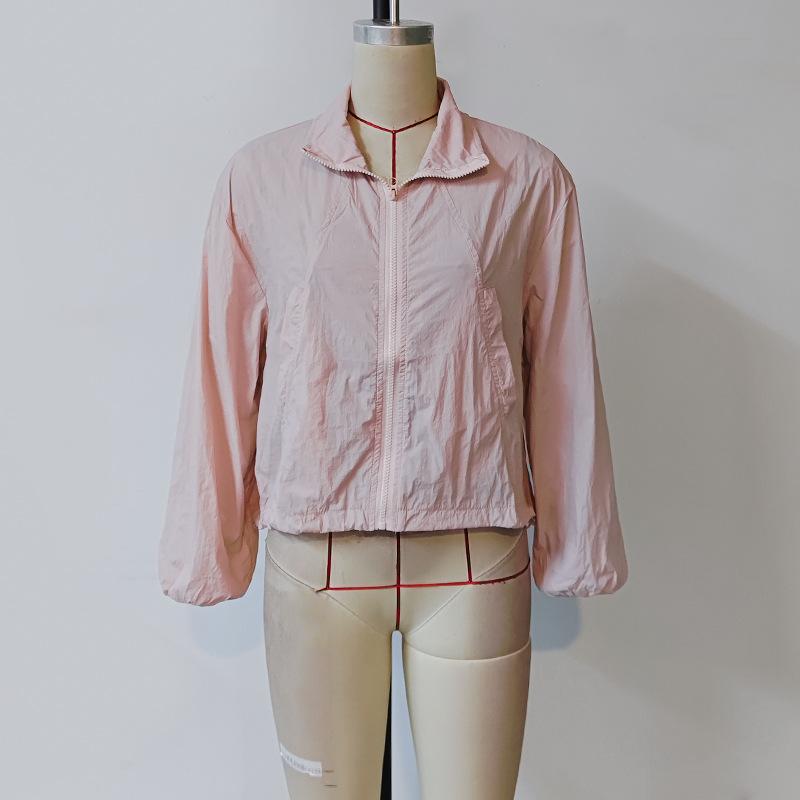 Spring and Autumn Women's Solid Colour Long Sleeve Zipper Hooded Loose Sun Protection Jacket
