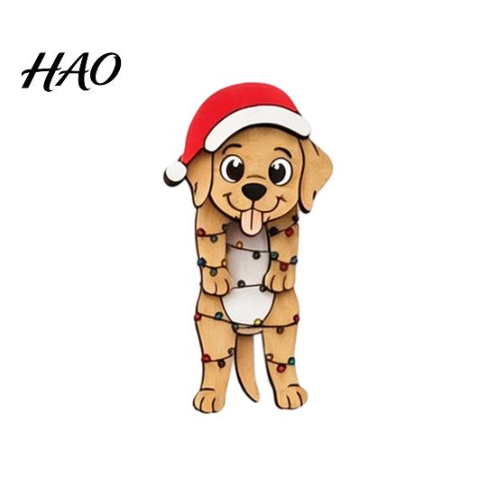 Christmas Wooden Magnet Decorations Dangle Toy, Santa Claus Refrigerator Magnet, Cute Cartoon Fun Dangling Figures Snowman Elk Magnetic Ornament