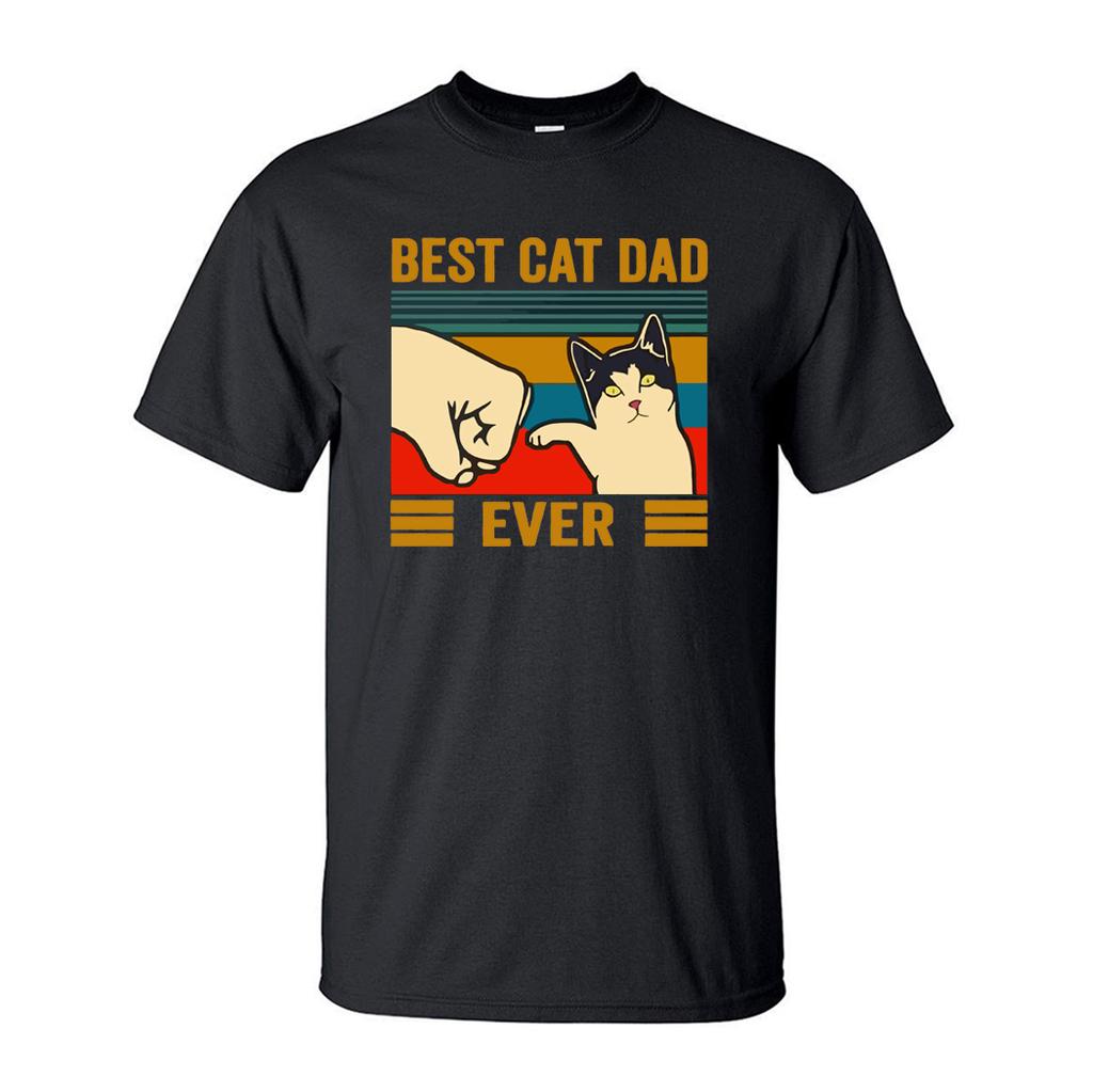 Best Cat Dad Ever Summer Men's T Shirt Cotton Short Sleeve Fashion Cute Streetwear Animal Cats Male Tops Casual Tshirt