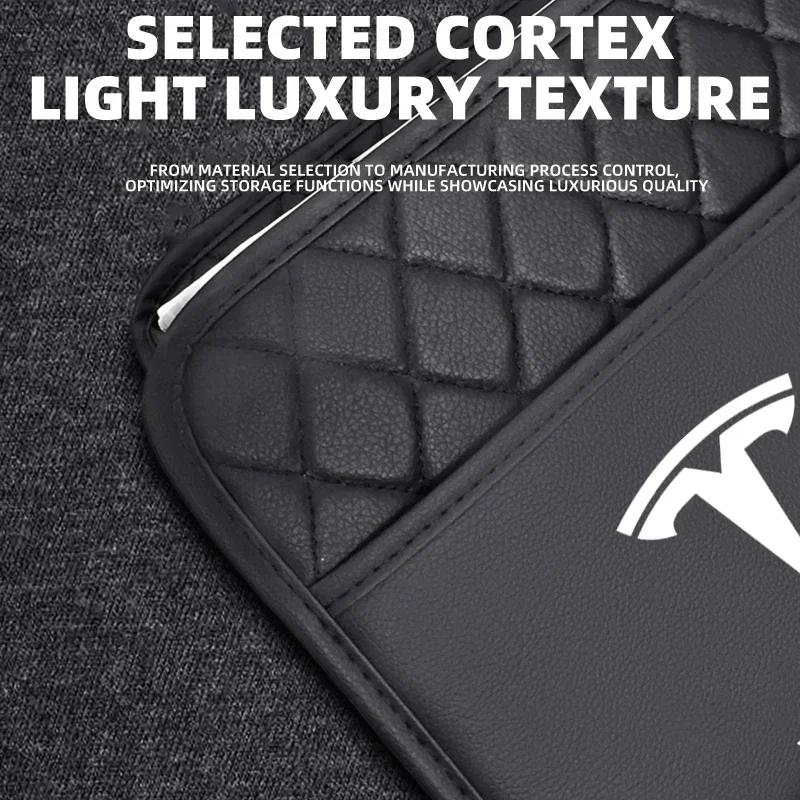 Car Sticker Tesla Leather Car Seat Storage Bag Chair Back Water Cup Tissue Box For Tesla Model 3 Y S X Roadster Bonina Coil Acce