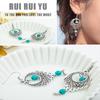 RUI RUI YU Леди Ретро серьги в этническом стиле полые бирюзовые серьги-капельки ювелирные изделия