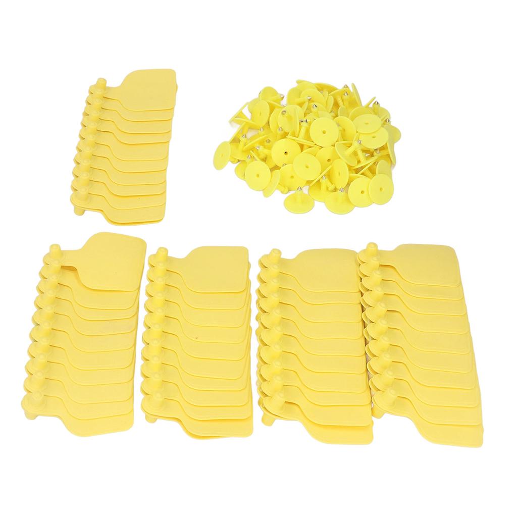 100 PCS Cattle Ear Tag Polyurethane Yellow Blank Livestock Identification Ear Tags for Cattle Cow