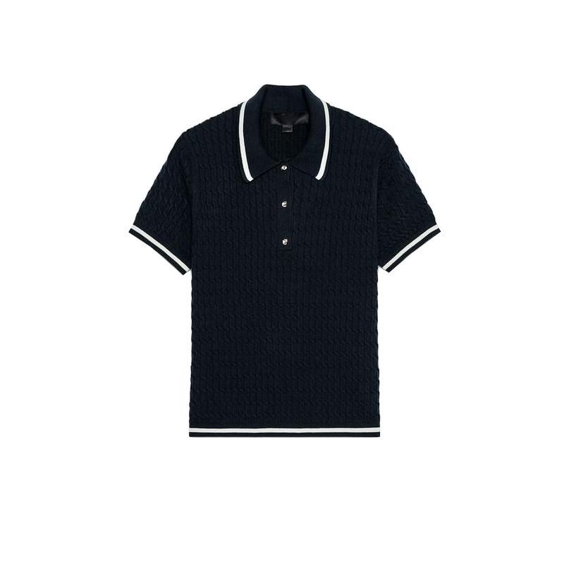 Spring New Women's Clothing Fashion Style Contrast Color Trim Short Sleeve Polo Shirt Collar Sweater Tops 6771054