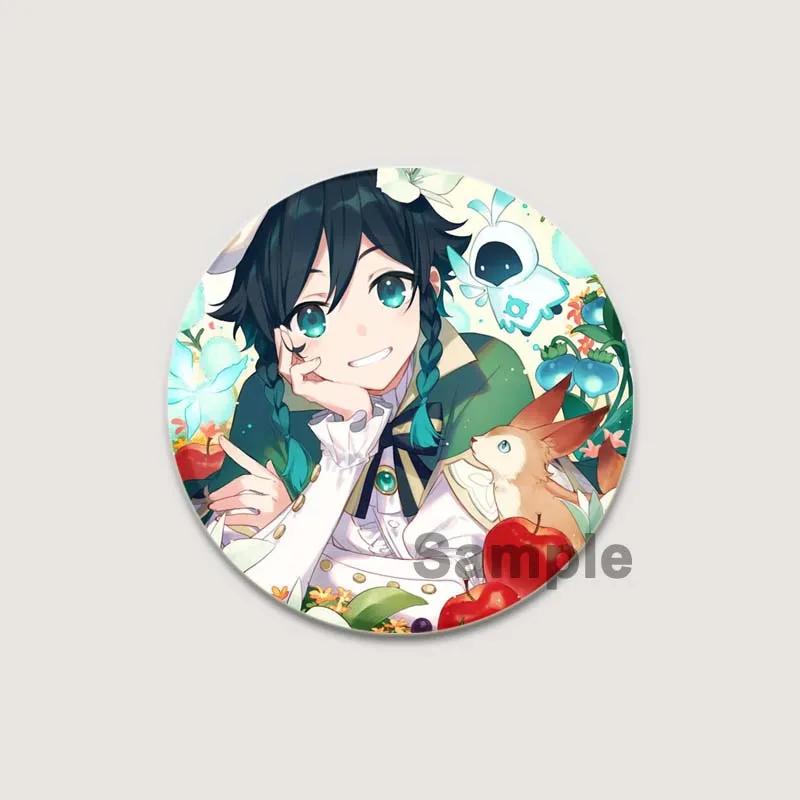 32/44/58 мм мультяшная фигурка Venti Jean HD принт брошь аниме значок Genshin Impact круглая витрина броши значки на лацкан ювелирные изделия подарочный аксессуар