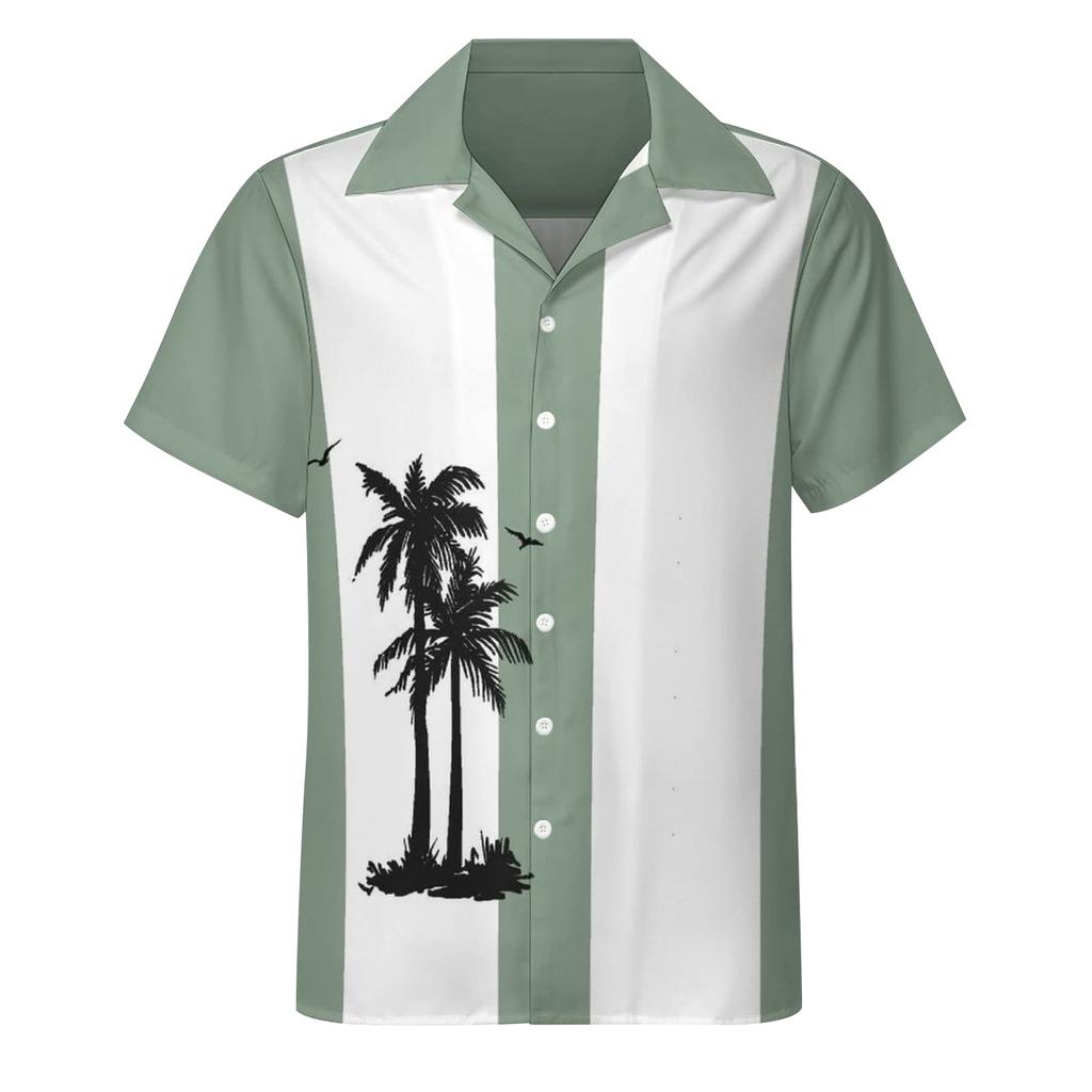 Hawaiian Shirt For Men, Men's Vintage Button Down Bowling Shirts Short Sleeve Summer Beach Shirt