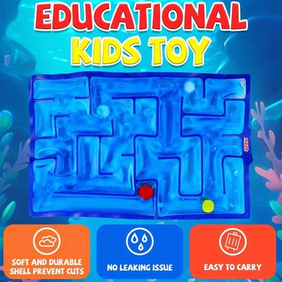 Детский синий коврик-лабиринт, игра-головоломка с шариком, декомпрессионная игрушка 100 мл