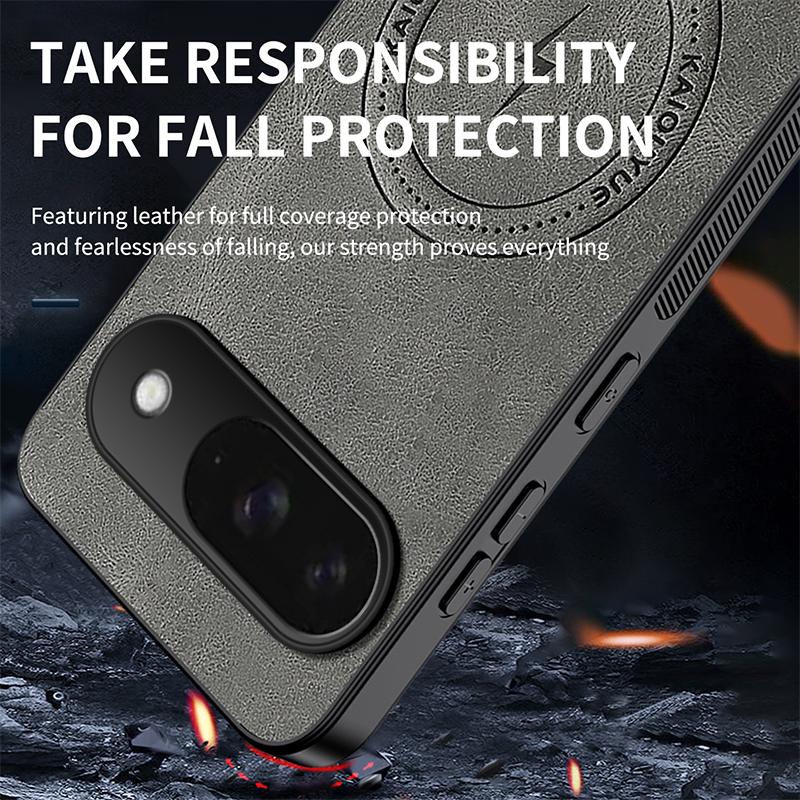 For Google Pixel 9 Magnetic Case WANLONFENG SD1 Series Nappa Texture PC TPU Phone Cover