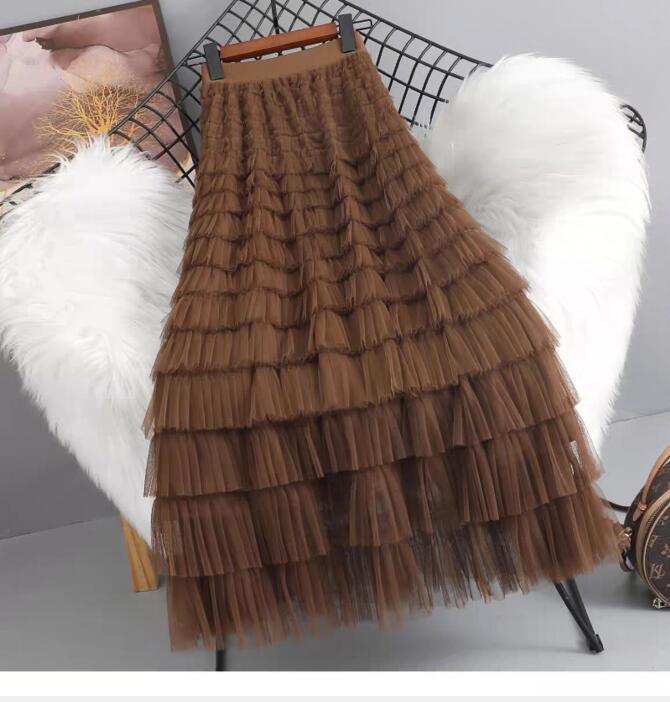 Весна и осень 2023 Белая юбка-фея из плиссированной марли для женщин