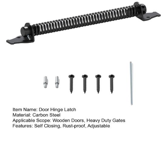 Door Hinge Latch Self Closing Door Spring Adjustable Tension Outdoor Gate Closer Rust-proof Automatic Fence Door Latch for Wooden Heavy Duty Gates