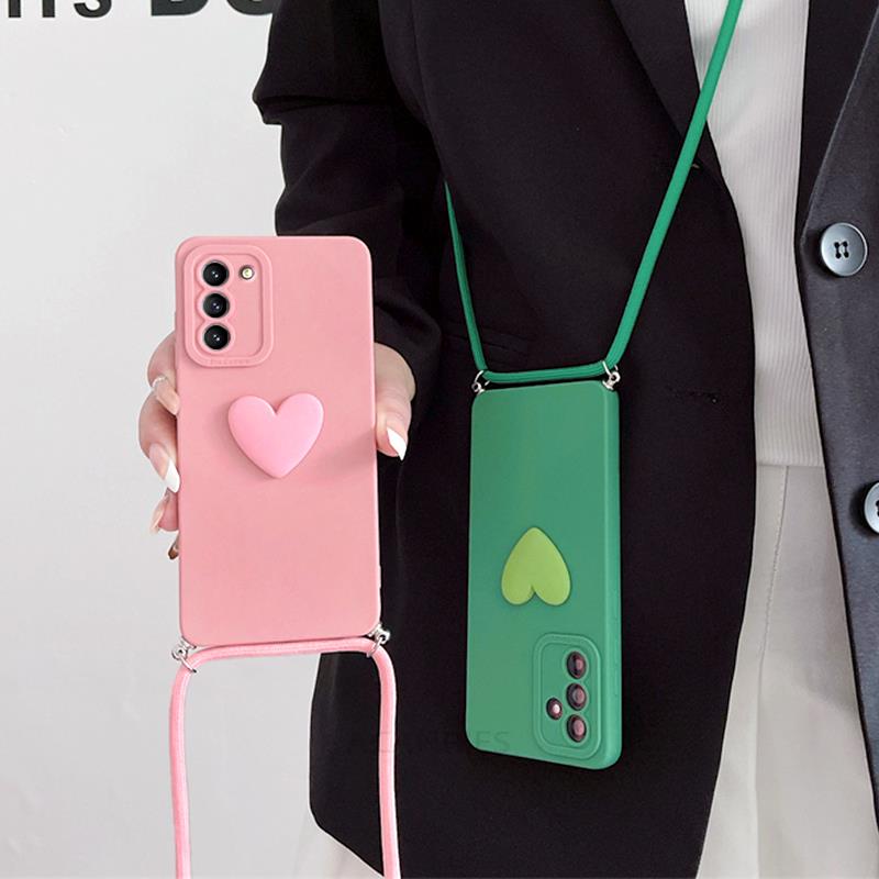 Чехол-ремешок Love Heart для Samsung Galaxy S21 S22 S23 Plus Ultra 5g S20 Fe, силиконовый чехол-шнурок S21fe S20fe