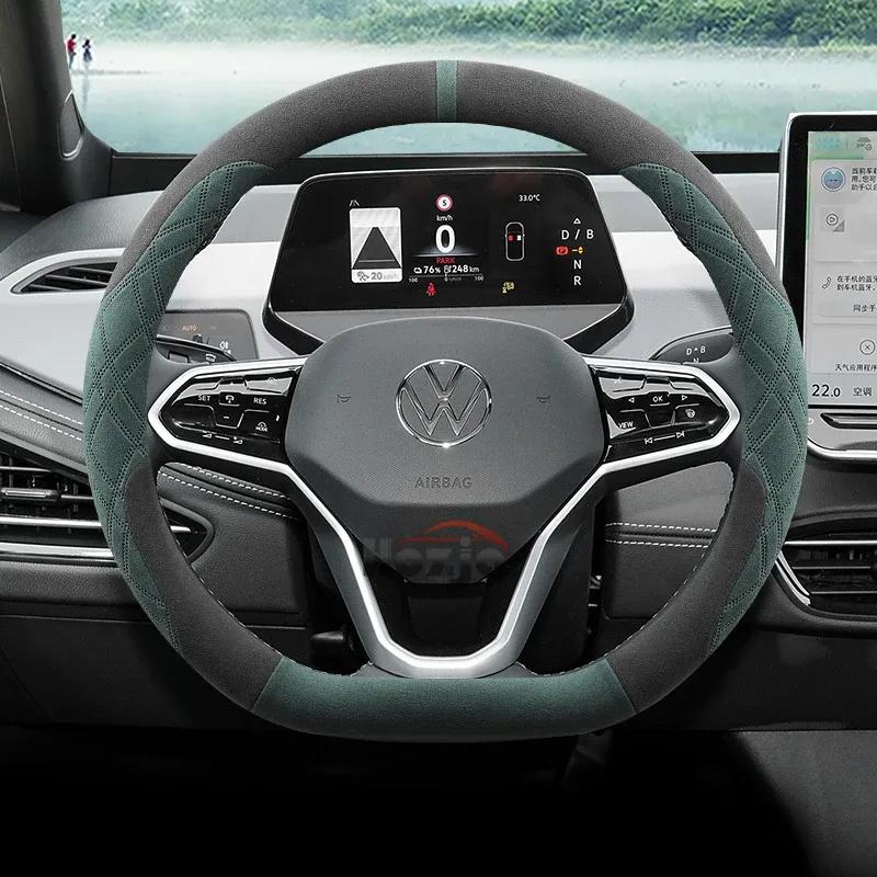 Чехол на руль автомобиля из замши для Volkswagen T-ROC R Taigo Touareg R Atlas R Taos T-Cross 2018 - 2023 2024 2025 Аксессуары