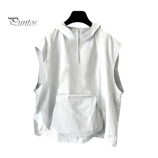 Мужской летний жилет с капюшоном на молнии и половиной планки без рукавов в стиле хип-хоп, жилет, однотонный быстросохнущий жилет с большими карманами