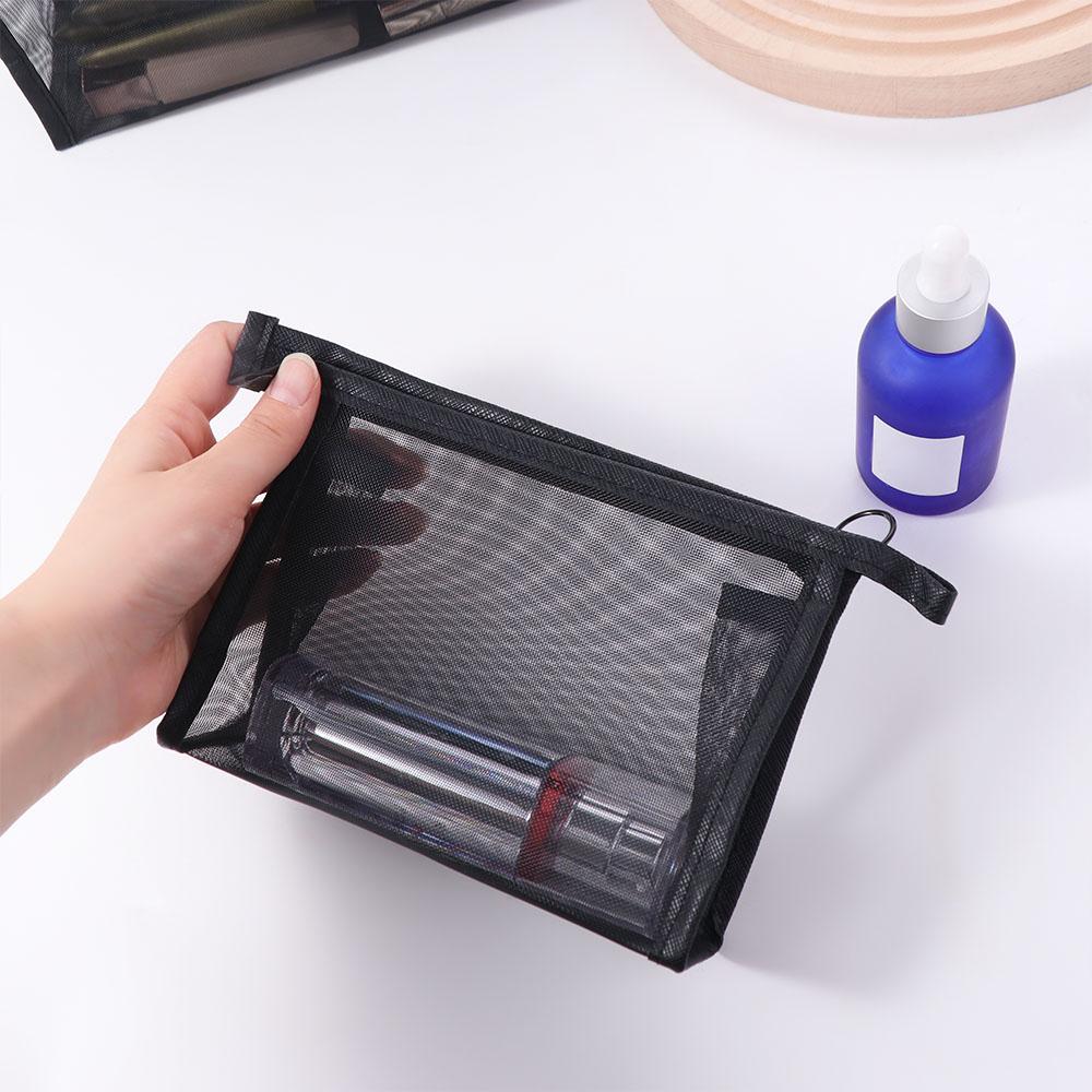 Large Capacity Transparent Cosmetic Bag Casual Storage Toiletry Bag Mesh Makeup Bag Wash